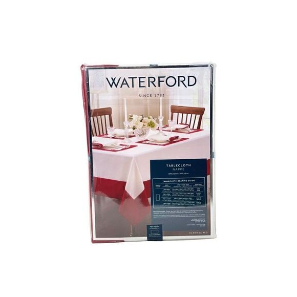 WATERFORD 70 x 84" Chic Christmas Holiday Tablecloth Clarissa Red Seats 6-8P NEW - Picture 1 of 2